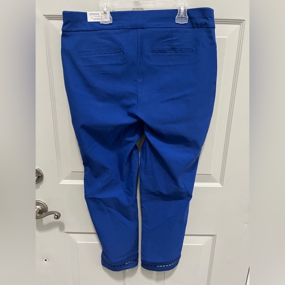 Chico's So Slimming Brigitte Fringe Hem Slim Crop Rich Cobalt size 12 (2) NWT - Picture 8 of 10